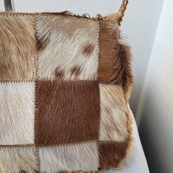 ibBan Anthropologie Hair on Hide Embellished Crossbody Bag w/ Braided Strap - Picture 6 of 16